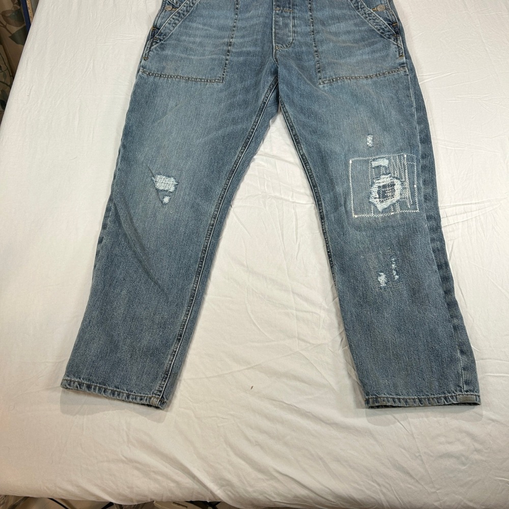 Gap Denim For Good Womens Medium Blue Distressed Relaxed Denim Overalls M - Picture 6 of 11